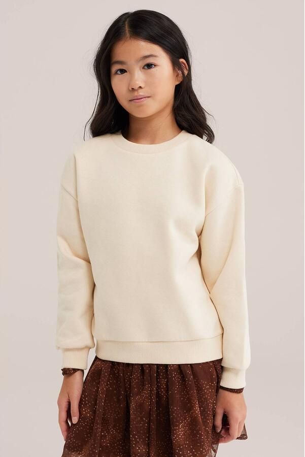 WE Fashion sweater met backprint zand Beige Backprint