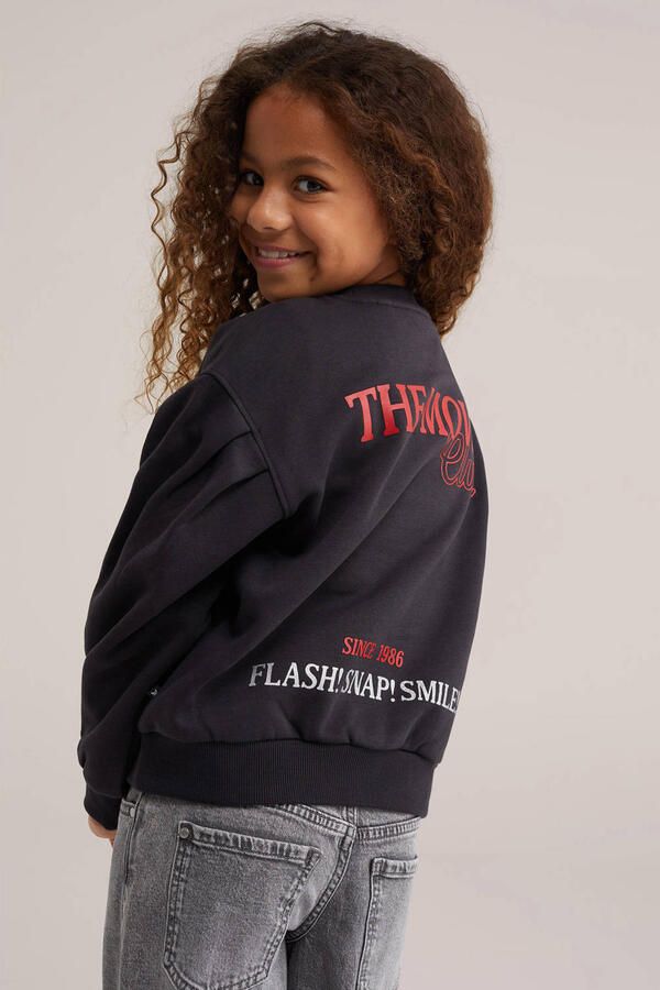 WE Fashion sweater met backprint zwart rood - Foto 2