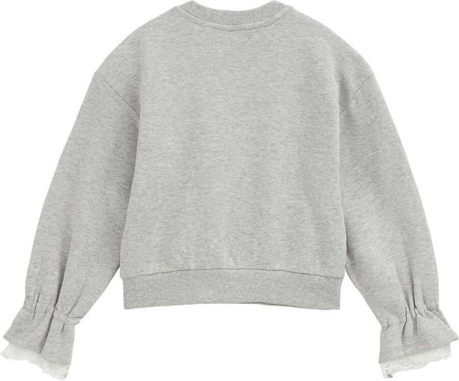 WE Fashion sweater met kant grijs - Foto 2