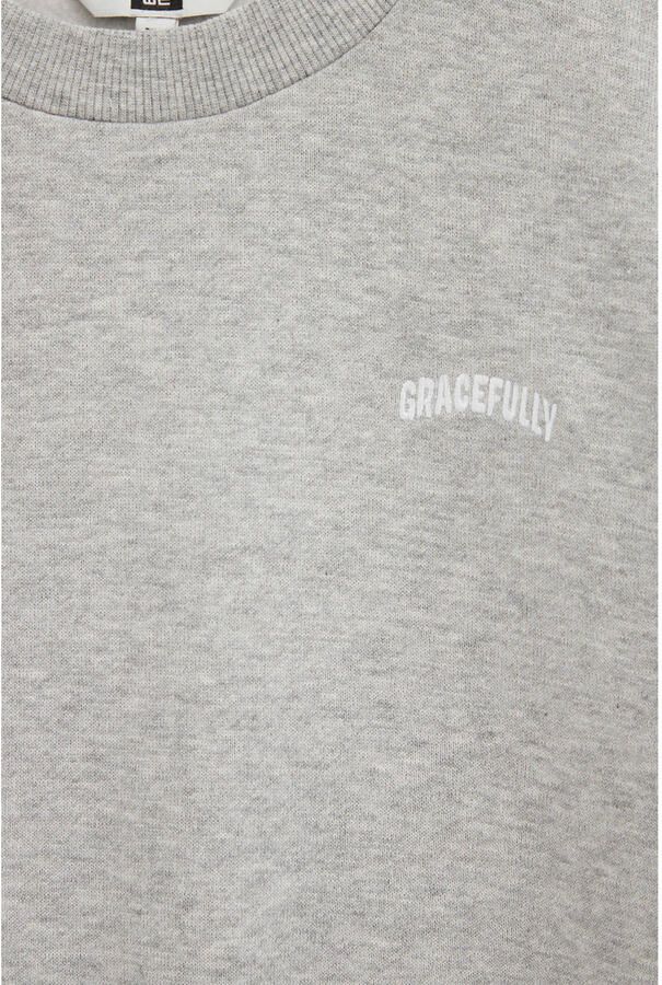 WE Fashion sweater met kant grijs - Foto 3