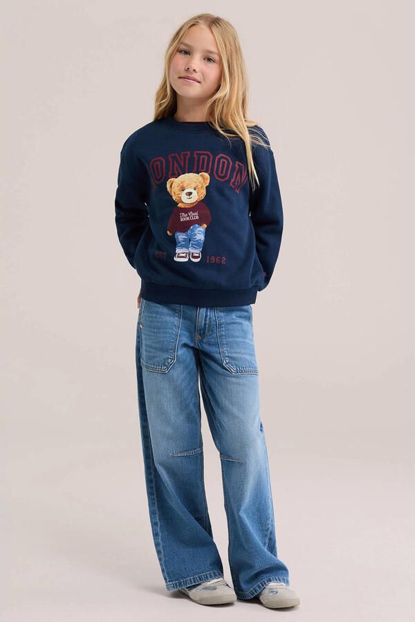 WE Fashion sweater met print donkerblauw - Foto 3