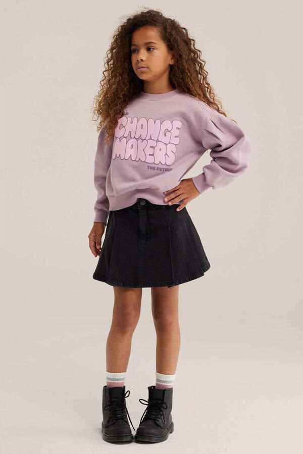 WE Fashion sweater met print lila - Foto 2