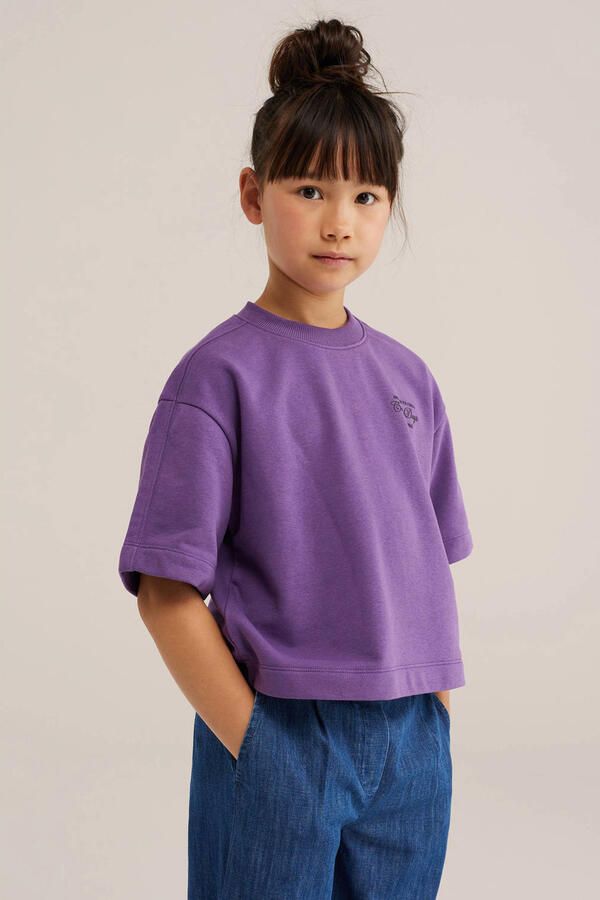 WE Fashion sweater met print paars