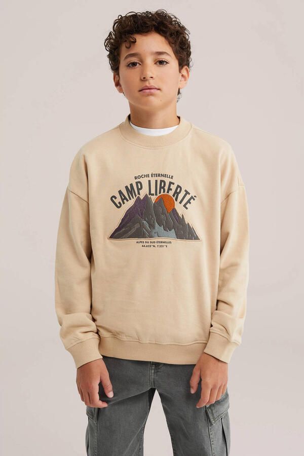 WE Fashion sweater met print zand
