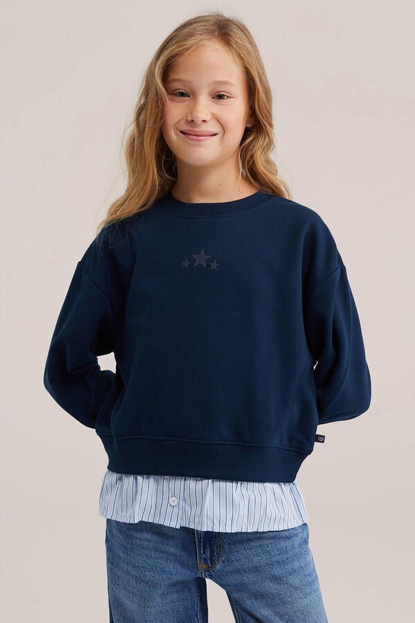 WE Fashion sweater met sterren donkerblauw - Foto 2