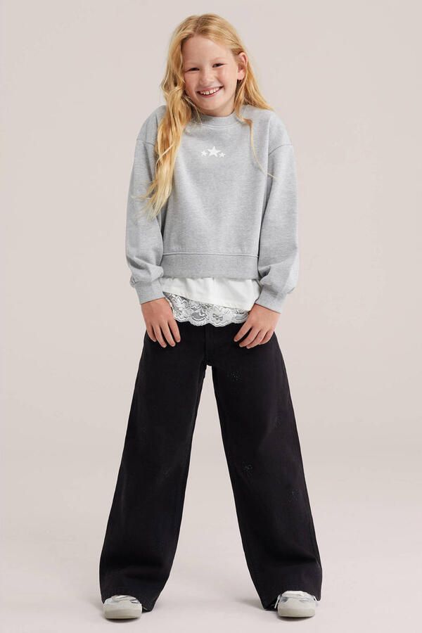 WE Fashion sweater met sterren grijs - Foto 2