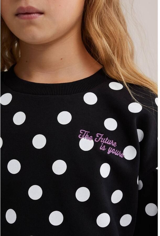 WE Fashion sweater met stippen zwart wit Stip - Foto 2