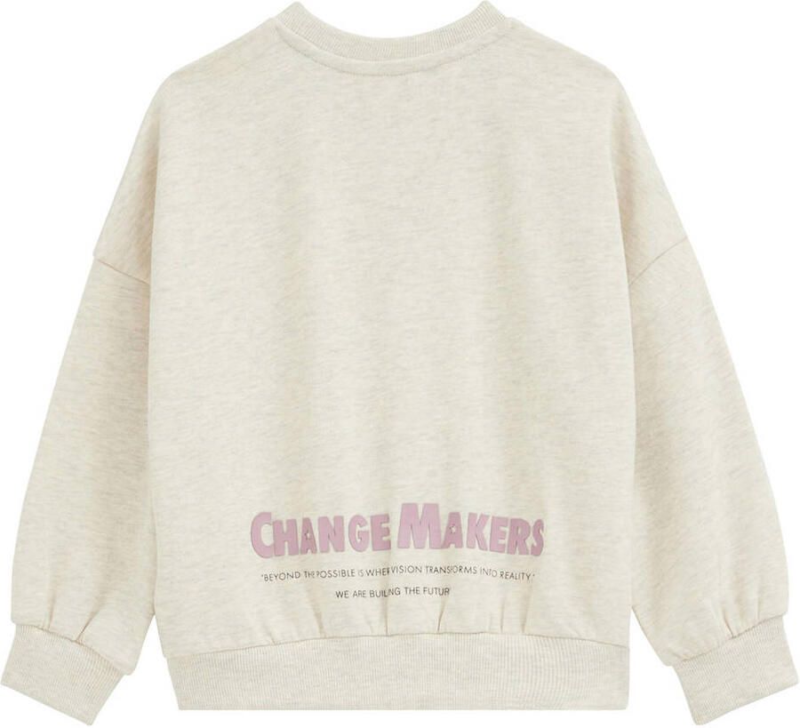 WE Fashion sweater met tekst beige - Foto 2