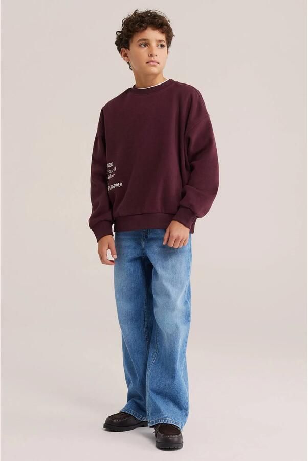 WE Fashion sweater met tekst donkerrood Tekst - Foto 2