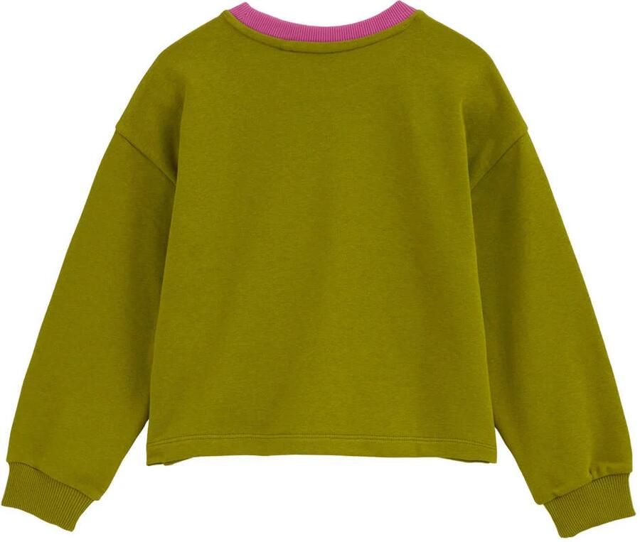 WE Fashion sweater met tekst olijfgroen roze Tekst - Foto 2