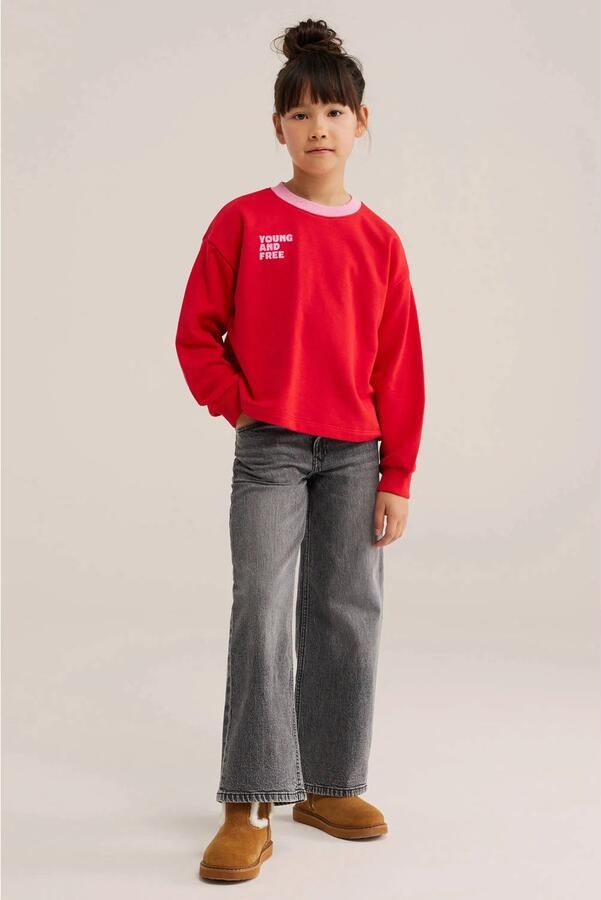 WE Fashion sweater met tekst rood lichtroze Tekst - Foto 3