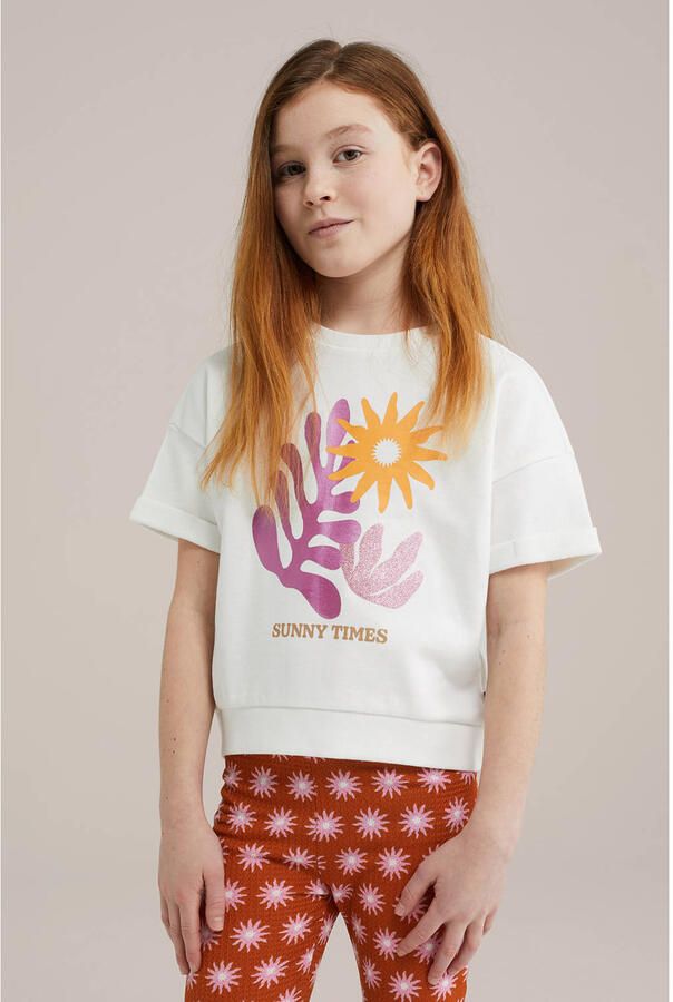 WE Fashion sweater wit roze geel