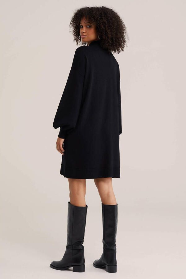 WE Fashion sweatjurk met col en wol zwart - Foto 2