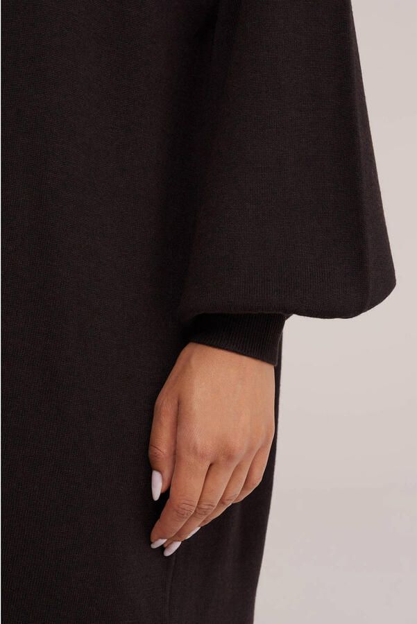 WE Fashion sweatjurk met wol donkerbruin - Foto 2