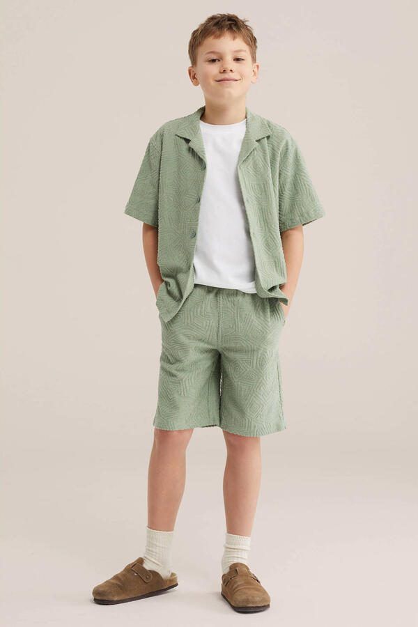 WE Fashion sweatshort lichtgroen met textuur - Foto 2