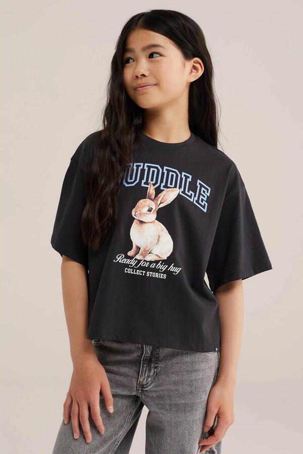 WE Fashion T-shirt met print antraciet