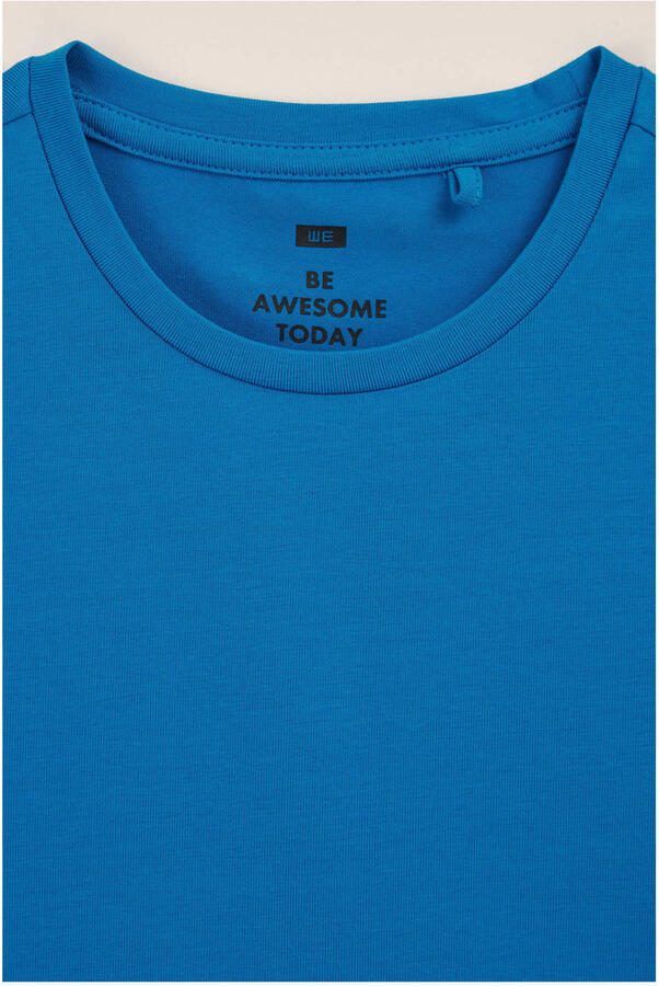 WE Fashion T-shirt Blauw Jongens Stretchkatoen Ronde hals Effen 146 152 - Foto 2