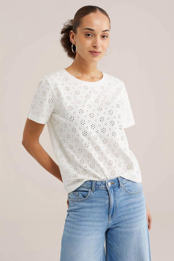 WE Fashion T-shirt broderie wit