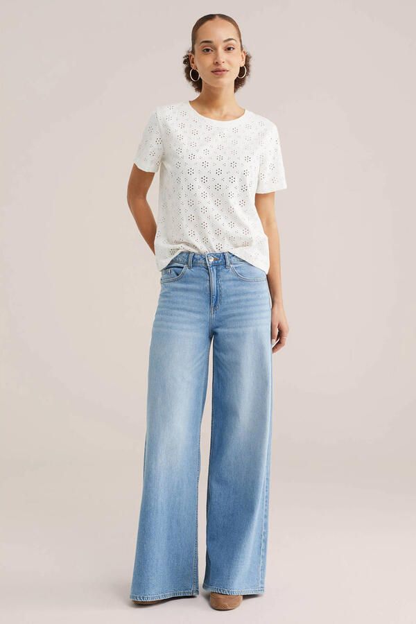 WE Fashion T-shirt broderie wit - Foto 3