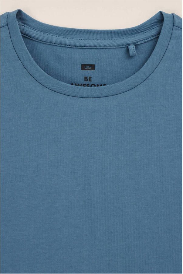 WE Fashion T-shirt Blauw Jongens Stretchkatoen Ronde hals Effen 170 176 - Foto 3