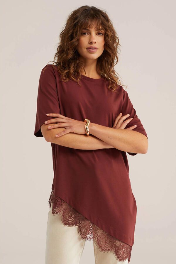WE Fashion T-shirt donkerrood