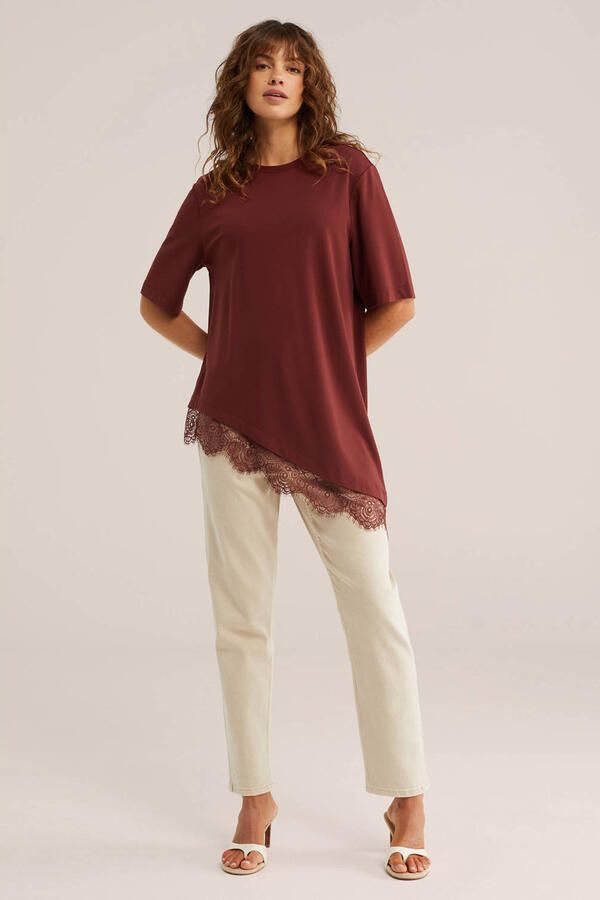 WE Fashion T-shirt donkerrood - Foto 2