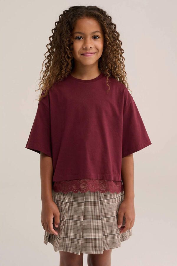 WE Fashion T-shirt donkerrood