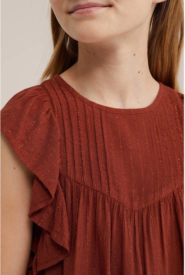 WE Fashion T-shirt donkerrood met glitter - Foto 2