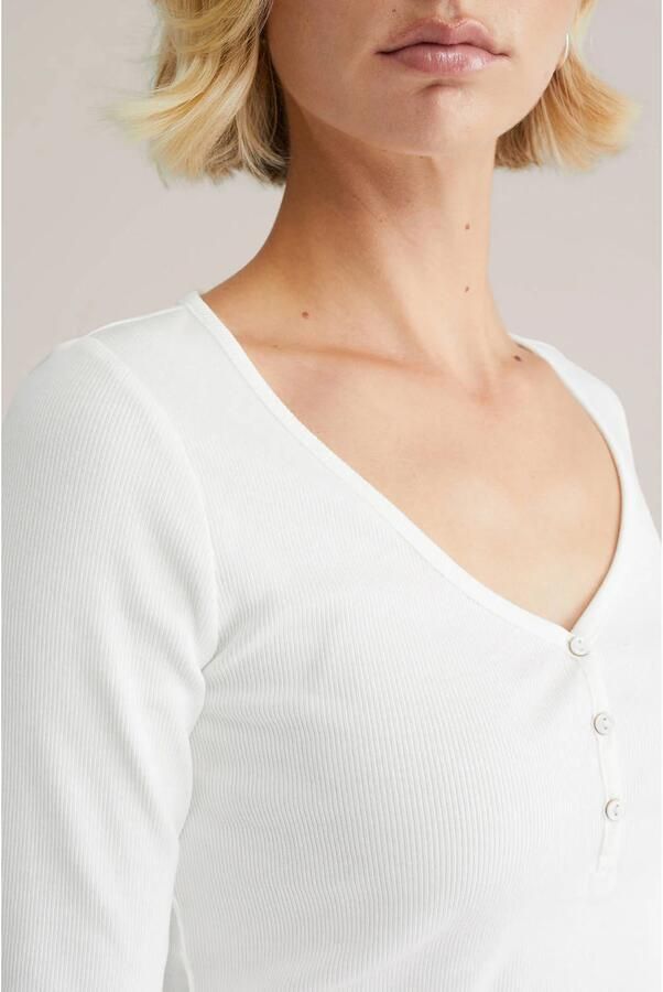 WE Fashion T-shirt geribbeld wit - Foto 2