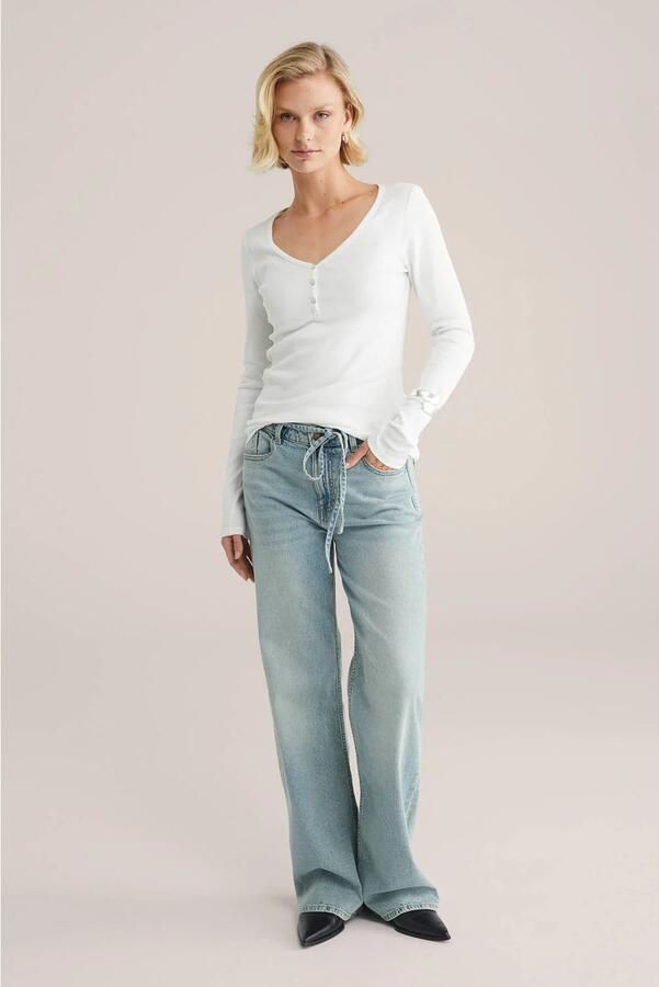WE Fashion T-shirt geribbeld wit - Foto 3