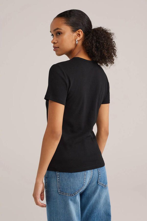 WE Fashion T-shirt geribbeld zwart - Foto 2