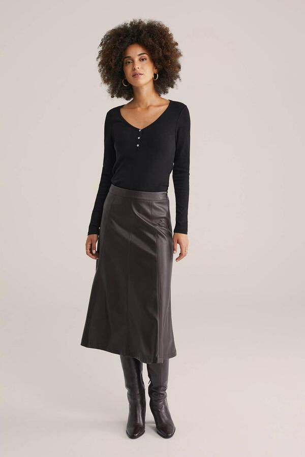 WE Fashion T-shirt geribbeld zwart - Foto 2