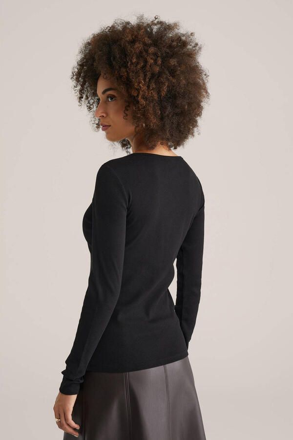 WE Fashion T-shirt geribbeld zwart - Foto 3