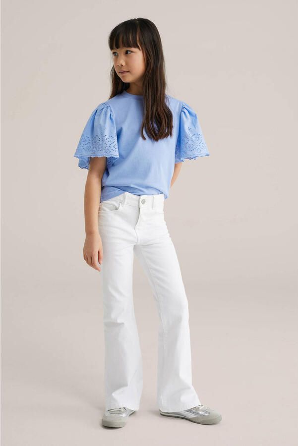 WE Fashion T-shirt lichtblauw broderie - Foto 2