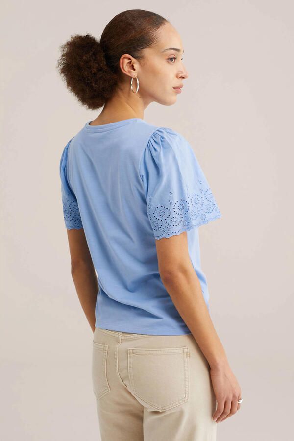 WE Fashion T-shirt lichtblauw broderie - Foto 2