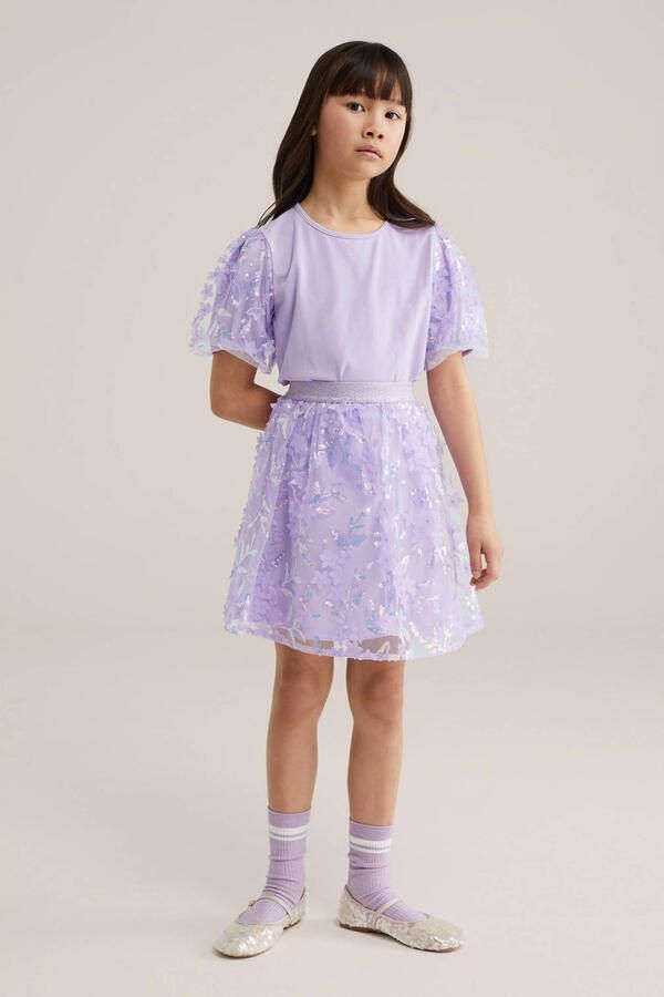 WE Fashion T-shirt lila met pailletten - Foto 3