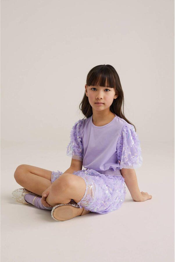 WE Fashion T-shirt lila met pailletten - Foto 2