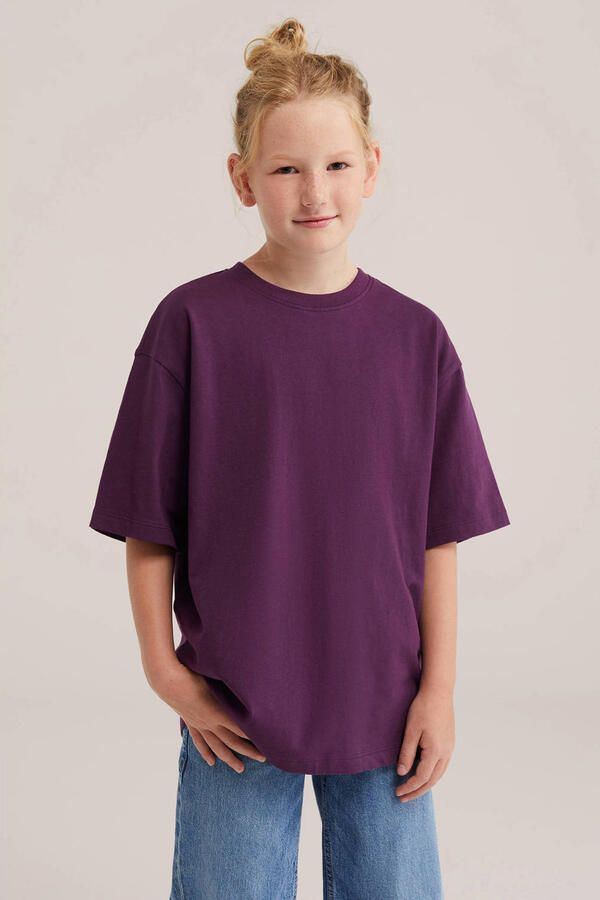 WE Fashion T-shirt met backprint aubergine