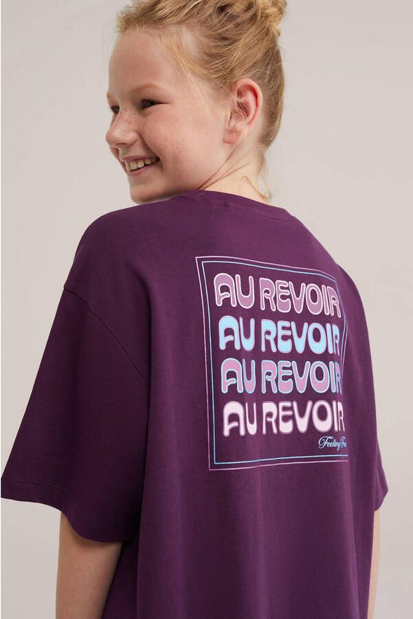 WE Fashion T-shirt met backprint aubergine - Foto 3