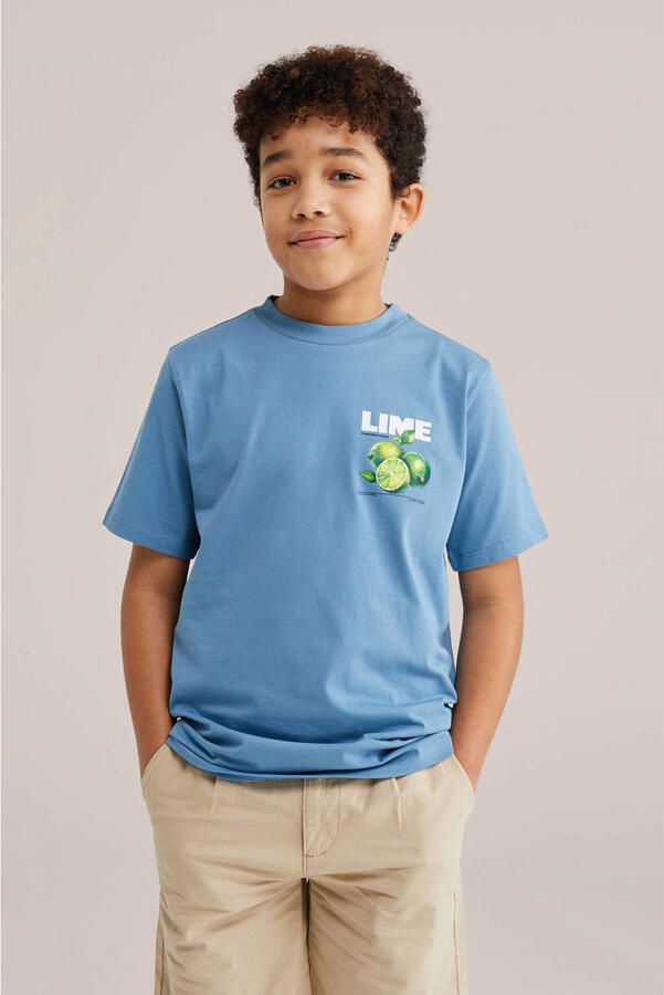 WE Fashion T-shirt met backprint blauw