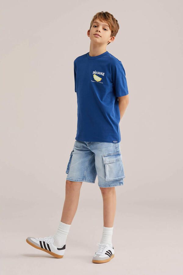 WE Fashion T-shirt met backprint donkerblauw