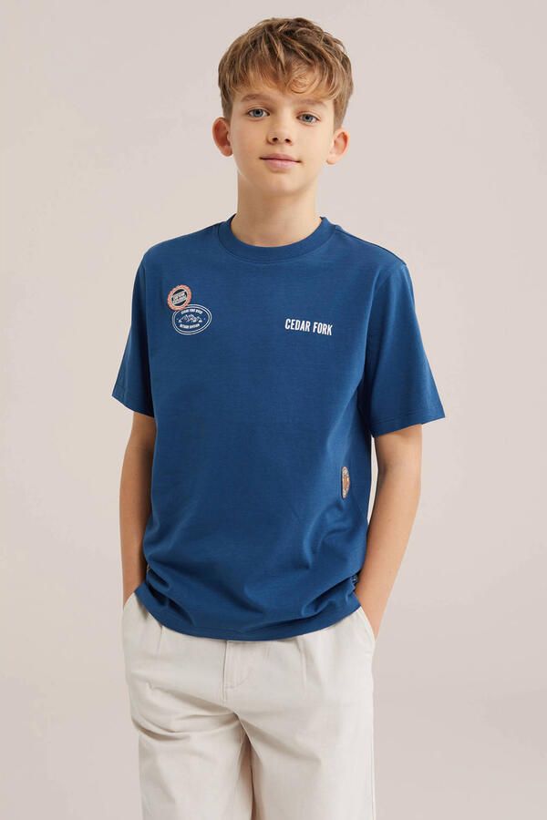 WE Fashion T-shirt met backprint donkerblauw