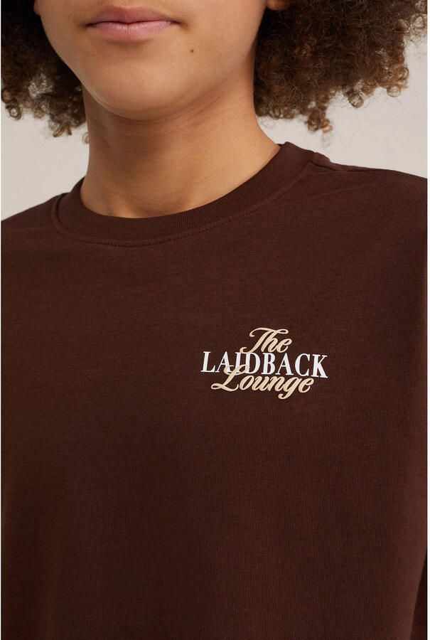 WE Fashion T-shirt met backprint donkerbruin - Foto 2