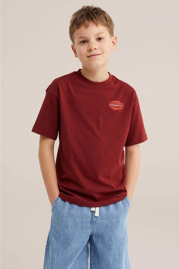 WE Fashion T-shirt met backprint donkerrood