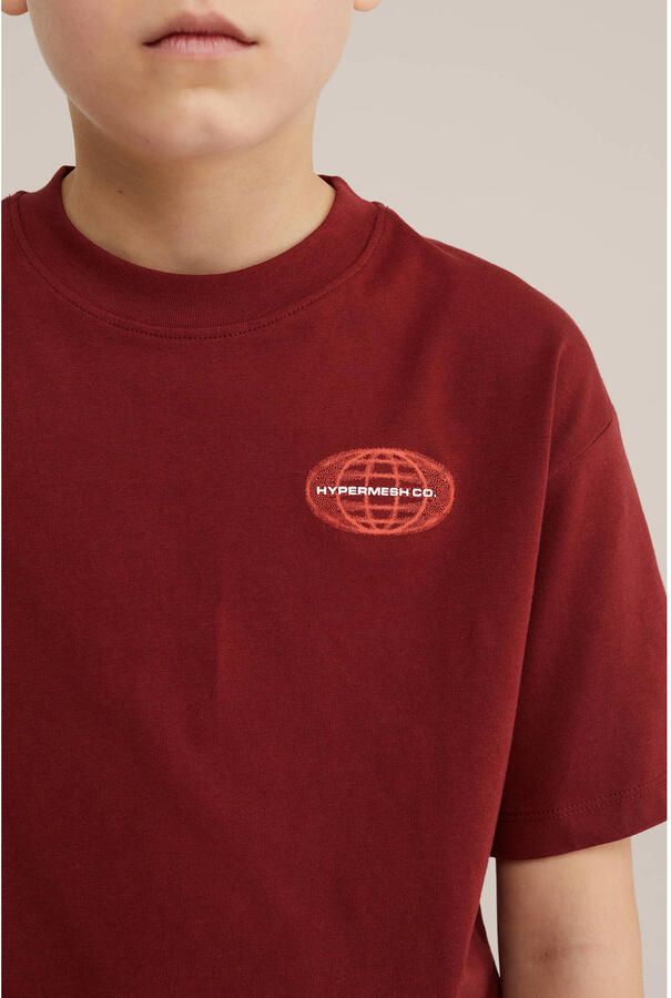 WE Fashion T-shirt met backprint donkerrood - Foto 2