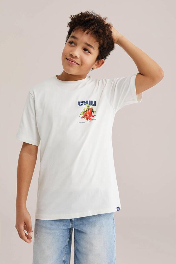 WE Fashion T-shirt met backprint ecru