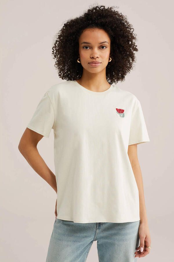 WE Fashion T-shirt met backprint ecru