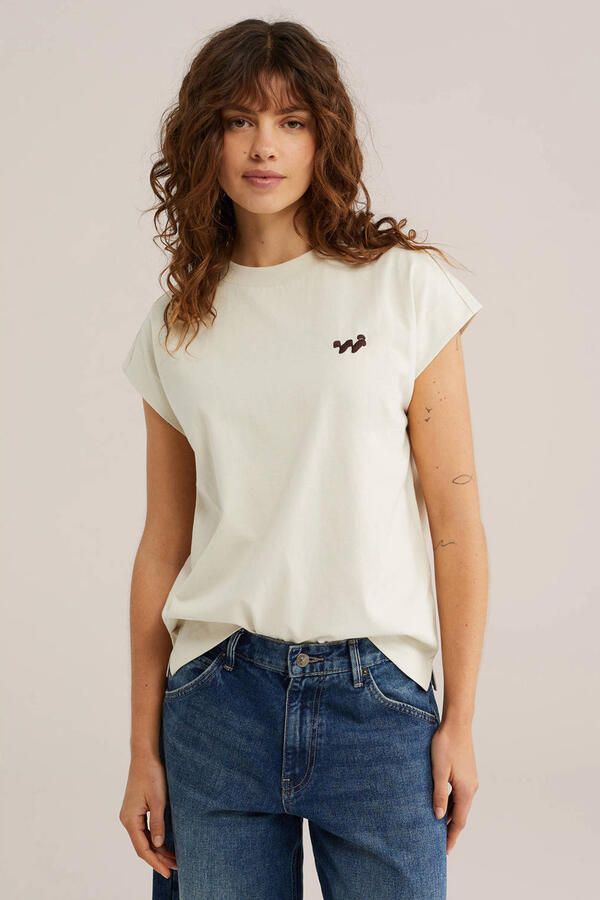 WE Fashion T-shirt met backprint ecru