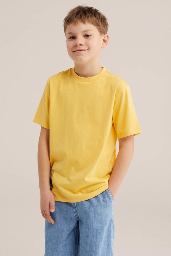 WE Fashion T-shirt met backprint geel