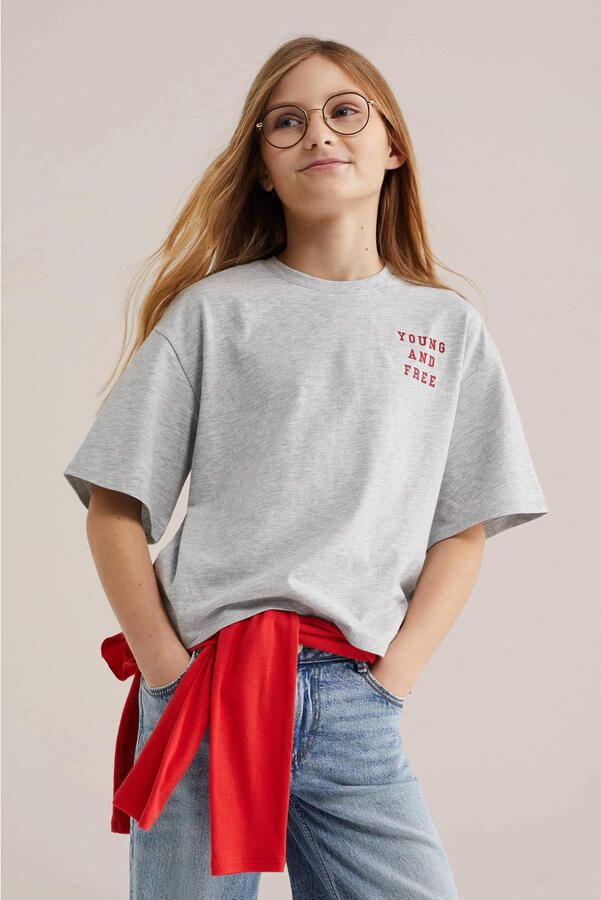 WE Fashion T-shirt met backprint grijs melange